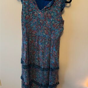 J. Jill Blue and Red Floral Midi Dress